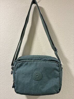 KIPLING Silen Water Repellant Nylon Cross Body Handbag Light Aloe Tonal (Sage)